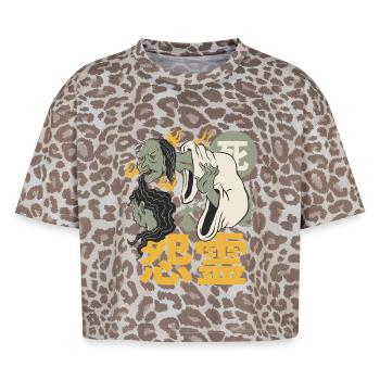 Démon Japonais - T-shirt boxy femme léopard premium - Leopard print - Devant - AI Model Female 172 dark (172cm)