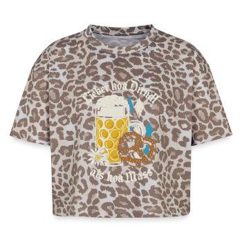 Lieber koa Dirndl als koa Mass - Bier und Gaudí - T-shirt boxy femme léopard premium - Leopard print - Devant - AI Model Female 172 dark (172cm)