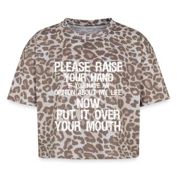 please raise your hand if you have an opinion - Boxy Leo Women's Premium Organic T-Shirt - Leopard print - Front - AI Model Female 172 dark (172cm)