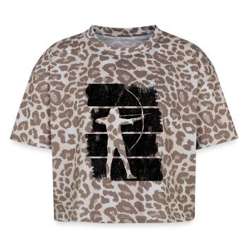 Archery Drawing - Boxy Leo Women's Premium Organic T-Shirt - Leopard print - Front - AI Model Female 172 dark (172cm)