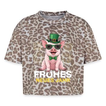Frohes Neues Jahr Glücksschwein - Boxy Leo Frauen Premium Organic T-Shirt - Leopard print - Vorne - AI Model Female 172 dark (172cm)