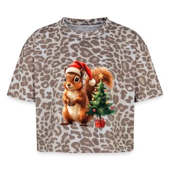 Weihnachtliches Eichhörnchen-Charme - Boxy Leo Frauen Premium Organic T-Shirt - Leopard print - Vorne - AI Model Female 172 dark (172cm)