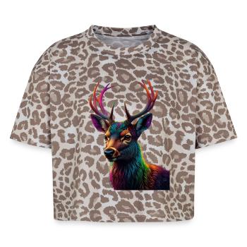Rainbow Deer Head Art Print - Boxy Leo Women's Premium Organic T-Shirt - Leopard print - Front - AI Model Female 172 dark (172cm)