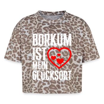 BORKUM IS MY PLACE OF HAPPINESS Fun - Boxy Leo Women's Premium Organic T-Shirt - Leopard print - Front - AI Model Female 172 dark (172cm)