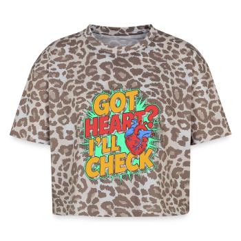 Cardiac Tech Got Heart I'll Check Cardiac Imaging - Boxy Leo Frauen Premium Organic T-Shirt - Leopard print - Vorne - AI Model Female 172 dark (172cm)