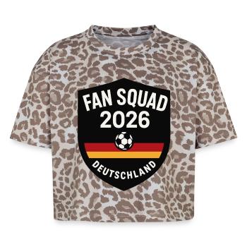 Équipe de fans championne du monde 2026, Allemagne Football - T-shirt boxy femme léopard premium - Leopard print - Devant - AI Model Female 172 dark (172cm)