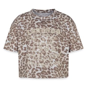 Februar 1991 Geburtstagsgeschenk - Boxy Leo Frauen Premium Organic T-Shirt - Leopard print - Vorne - AI Model Female 172 dark (172cm)
