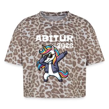 Abitur 2026 Dabbing Unicorn Graduation Motif - Boxy Leo Women's Premium Organic T-Shirt - Leopard print - Front - AI Model Female 172 dark (172cm)