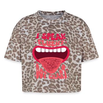 Spielmannszug Blaskapelle Je parle couramment Dot Chart - T-shirt boxy femme léopard premium - Leopard print - Devant - AI Model Female 172 dark (172cm)