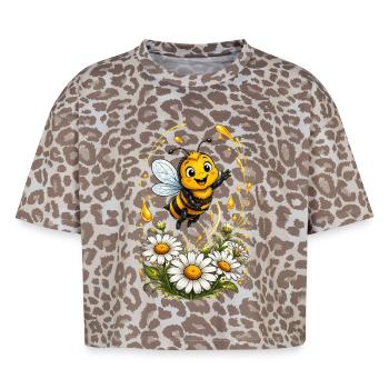 bee honey beekeeper honeycomb flowers meadow insect - Boxy Leo Women's Premium Organic T-Shirt - Leopard print - Front - AI Model Female 172 dark (172cm)