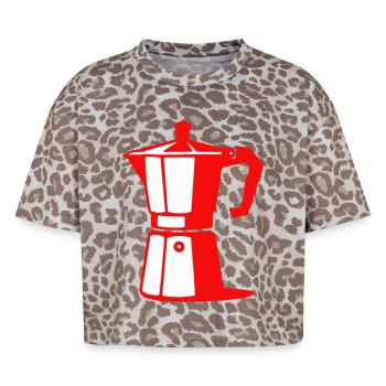 Coffee Pot Illustration for Cafe Lovers - Boxy Leo Women's Premium Organic T-Shirt - Leopard print - Front - AI Model Female 172 dark (172cm)