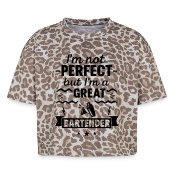 Pas parfait mais un super barman - T-shirt boxy femme léopard premium - Leopard print - Devant - AI Model Female 172 dark (172cm)