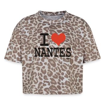 i love Nantes - couleurs personnalisables - T-shirt boxy femme léopard premium - Leopard print - Devant - AI Model Female 172 dark (172cm)