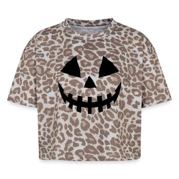 Kürbis schwarz flex - Boxy Leo Frauen Premium Organic T-Shirt - Leopard print - Vorne - AI Model Female 172 dark (172cm)