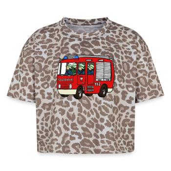 Camion de pompiers - T-shirt boxy femme léopard premium - Leopard print - Devant - AI Model Female 172 dark (172cm)