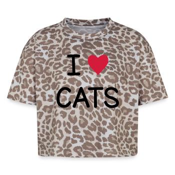 I love Cats Geschenk für Katzenfreunde - Boxy Leo Frauen Premium Organic T-Shirt - Leopard print - Vorne - AI Model Female 172 dark (172cm)