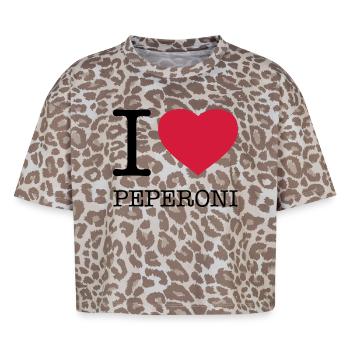 I LOVE PEPERONI - T-shirt boxy femme léopard premium - Leopard print - Devant - AI Model Female 172 dark (172cm)
