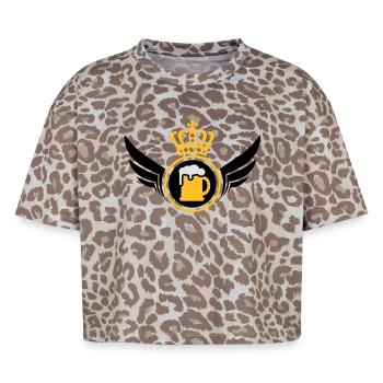 Beer Lord | Wings | Crown | Krone - T-shirt boxy femme léopard premium - Leopard print - Devant - AI Model Female 172 dark (172cm)