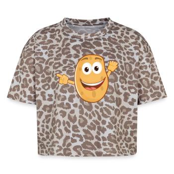 Pomme de terre - T-shirt boxy femme léopard premium - Leopard print - Devant - AI Model Female 172 dark (172cm)
