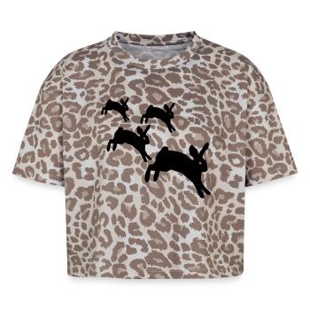 Lapins sautant - T-shirt boxy femme léopard premium - Leopard print - Devant - AI Model Female 172 dark (172cm)