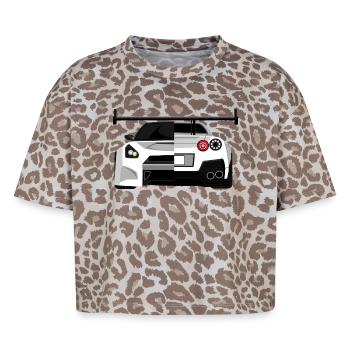 Gtr Skyline Cars Tuner Racing Symbol Collage Logo - Boxy Leo Women's Premium Organic T-Shirt - Leopard print - Front - AI Model Female 172 dark (172cm)