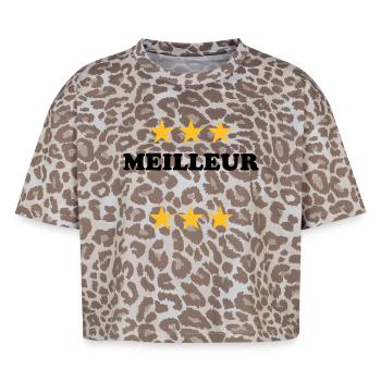 Meilleur (à personnaliser) - T-shirt boxy femme léopard premium - Leopard print - Devant - AI Model Female 172 dark (172cm)
