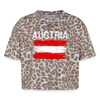 Austria Brushed Flag Graphic - Boxy Leo Women's Premium Organic T-Shirt - Leopard print - Front - AI Model Female 172 dark (172cm)