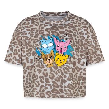 enfants - T-shirt boxy femme léopard premium - Leopard print - Devant - AI Model Female 172 dark (172cm)