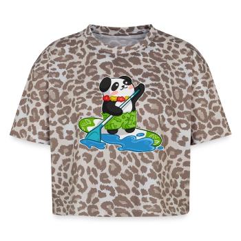 Stand Up Paddling Stand up Paddler Panda - Boxy Leo Women's Premium Organic T-Shirt - Leopard print - Front - AI Model Female 172 dark (172cm)