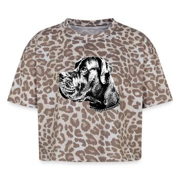 Great Dane Dog Head Bulldog Dog - Boxy Leo Women's Premium Organic T-Shirt - Leopard print - Front - AI Model Female 172 dark (172cm)
