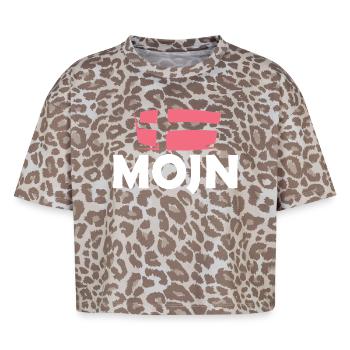 dansk Danemark Symbole Drapeau Drapeau Logo Graphique - T-shirt boxy femme léopard premium - Leopard print - Devant - AI Model Female 172 dark (172cm)