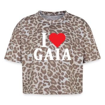 T-Shirt Ich liebe Gaia T-Shirt Geschenkidee - Boxy Leo Frauen Premium Organic T-Shirt - Leopard print - Vorne - AI Model Female 172 dark (172cm)
