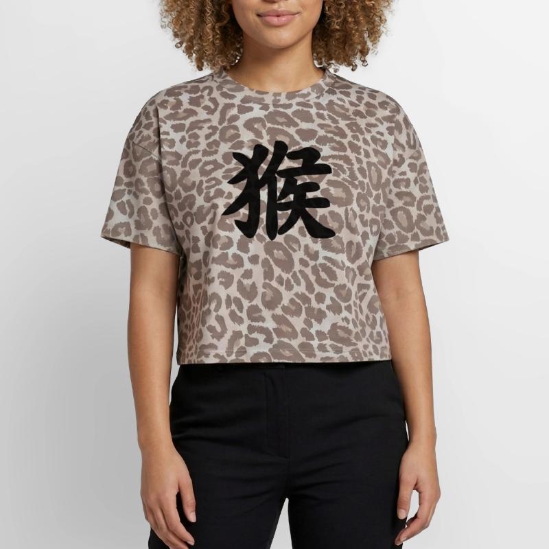 Chinese script monkey shadow image Boxy Leo Women's Premium Organic T-Shirt