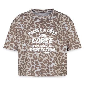 Corse, je suis Corse, fierté Corse - T-shirt boxy femme léopard premium - Leopard print - Devant - AI Model Female 172 dark (172cm)