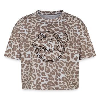 Teckel en forme géométrique - Design d’art au trait - T-shirt boxy femme léopard premium - Leopard print - Devant - AI Model Female 172 dark (172cm)