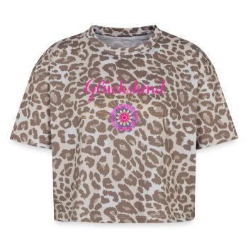 Glückskind - Wortschätze - vergessene Wörter - Boxy Leo Frauen Premium Organic T-Shirt - Leopard print - Vorne - AI Model Female 172 dark (172cm)