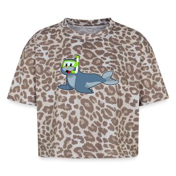 Seal Diver Snorkel Diving - Boxy Leo Women's Premium Organic T-Shirt - Leopard print - Front - AI Model Female 172 dark (172cm)