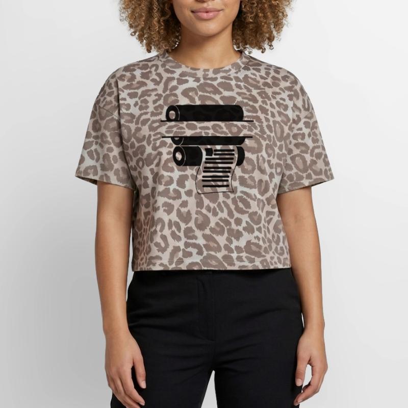 Impression du logo 2 T-shirt boxy femme léopard premium