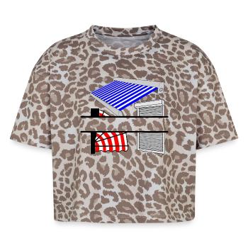Faisceau de protection solaire - T-shirt boxy femme léopard premium - Leopard print - Devant - AI Model Female 172 dark (172cm)