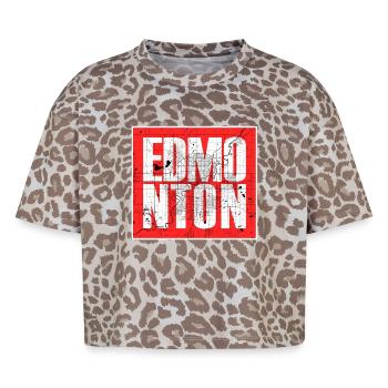 Carte de la ville d’Edmonton – Design urbain du Canada - T-shirt boxy femme léopard premium - Leopard print - Devant - AI Model Female 172 dark (172cm)