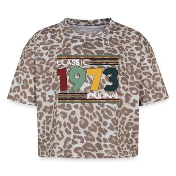 Classique 1973 Original - T-shirt boxy femme léopard premium - Leopard print - Devant - AI Model Female 172 dark (172cm)