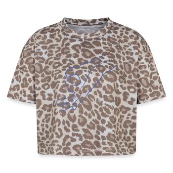 Hand signal hole peeked in child's play - Boxy Leo Women's Premium Organic T-Shirt - Leopard print - Front - AI Model Female 172 dark (172cm)