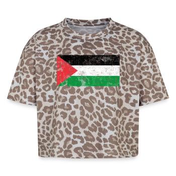 Palestine Flag Flag Grunge Retro Vintage - Boxy Leo Women's Premium Organic T-Shirt - Leopard print - Front - AI Model Female 172 dark (172cm)
