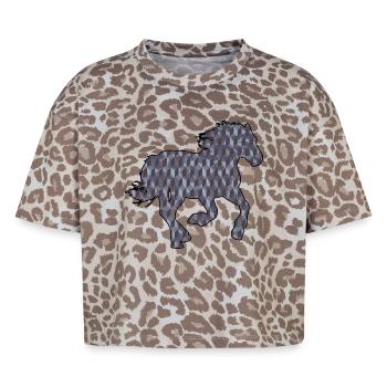CHEVAL. POULAIN. JUMENT. ANIMAL. ANIMAUX. NATURE. - T-shirt boxy femme léopard premium - Leopard print - Devant - AI Model Female 172 dark (172cm)