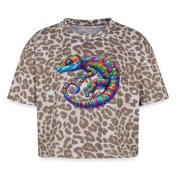Gecko - Boxy Leo Frauen Premium Organic T-Shirt - Leopard print - Vorne - AI Model Female 172 dark (172cm)