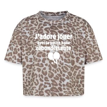 ping-pong, pongiste, tennis de table - T-shirt boxy femme léopard premium - Leopard print - Devant - AI Model Female 172 dark (172cm)