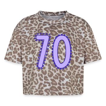 70. 70 ANS. 70e ANNIVERSAIRE. ANNIVERSAIRE 70 ANS. - T-shirt boxy femme léopard premium - Leopard print - Devant - AI Model Female 172 dark (172cm)