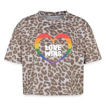LGBTQ Pride Month - Love Wins - Boxy Leo Women's Premium Organic T-Shirt - Leopard print - Front - AI Model Female 172 dark (172cm)