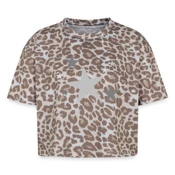 Groupe d’étoiles multicolore - T-shirt boxy femme léopard premium - Leopard print - Devant - AI Model Female 172 dark (172cm)