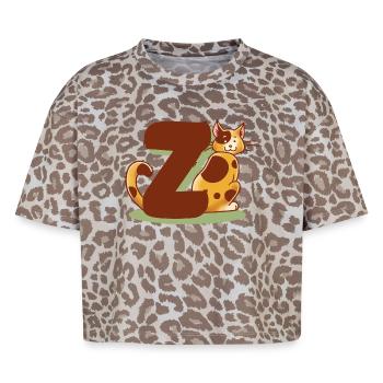Lettre Z Cat - T-shirt boxy femme léopard premium - Leopard print - Devant - AI Model Female 172 dark (172cm)